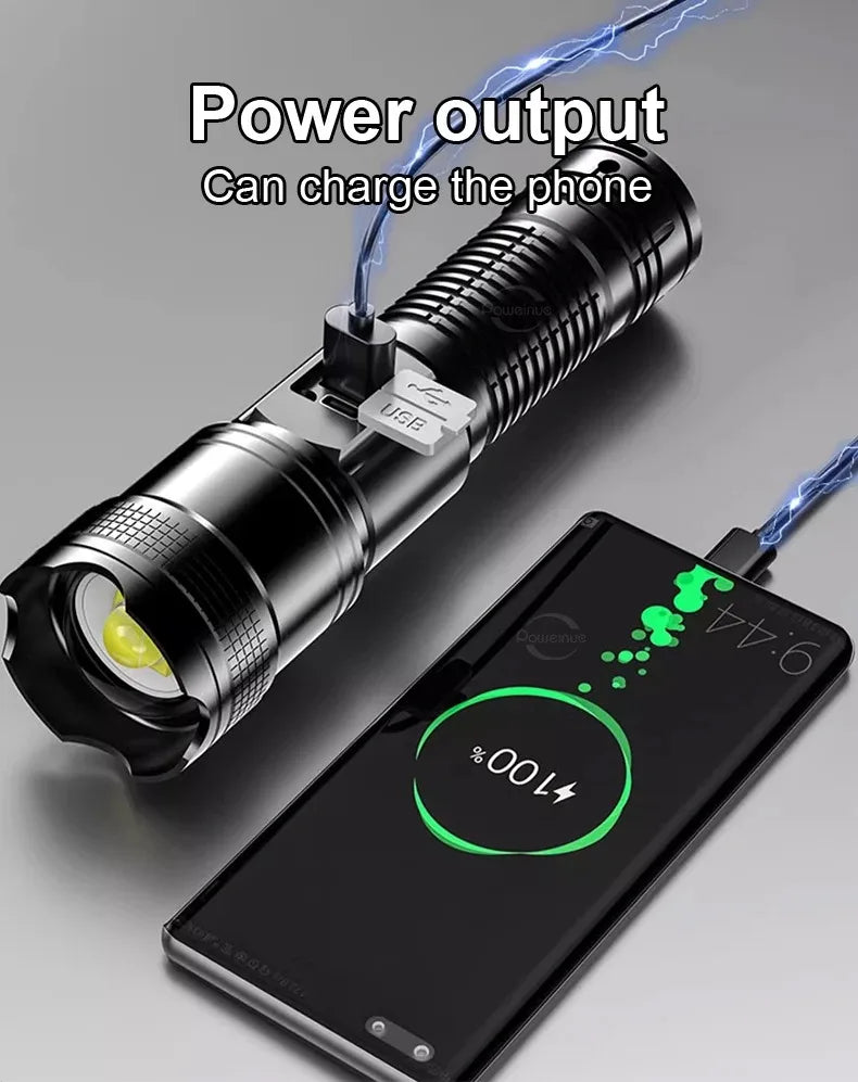 2000000LM Ultra-High Power Flashlight Digital Electronic Display Waterproof Torch Zoom Hand Light Outdoor Camping Lantern ﻿