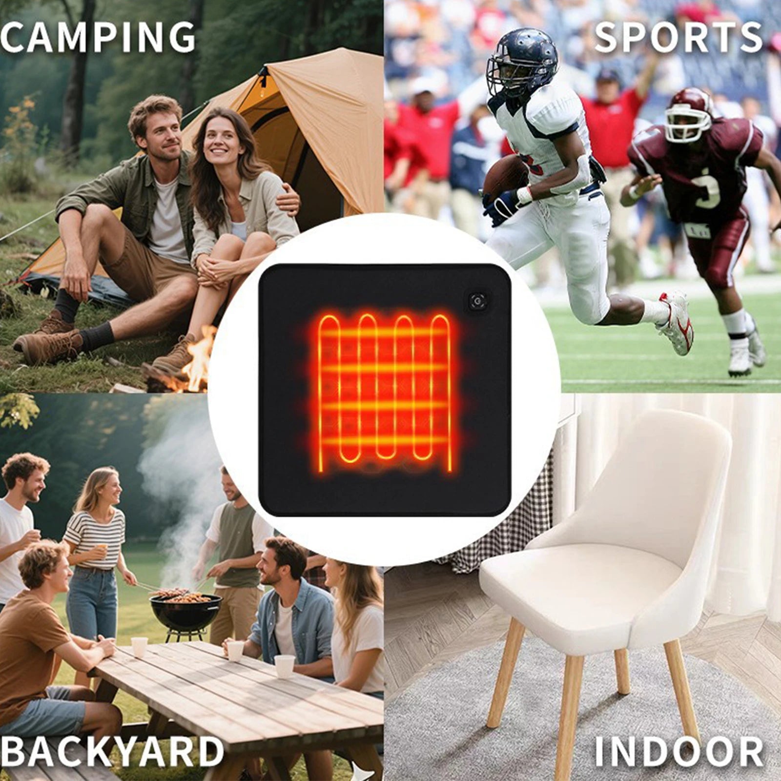 Winter Camping Gear- Sleeping Electric Heating Pads 3 Temp Adjustament Heating Cushion Pad Cold Resistant for Outdoor Sports Mat