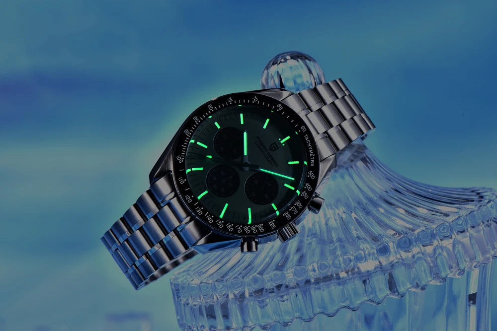 PAGANI DESIGN 2026 New Moon Watch Retro Quartz Watches For Men Stainless steel Luminous waterproof Luxury Sport Chronograph Man
