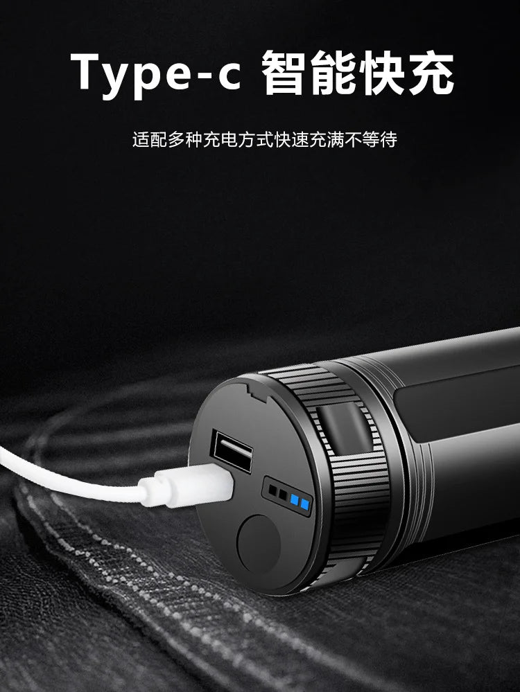Strong light flashlight LED white laser super bright outdoor long-range variable focus rechargeable flashligh