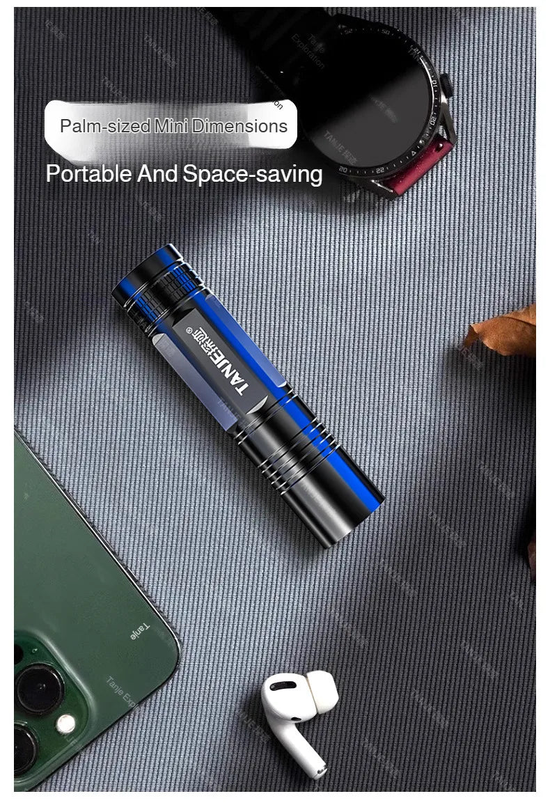 Outdoor Flashlight Small Mini Lighting Strong Light Portable Super Bright Rechargeable Hand Lamp for Hiking/Camping/Emergency