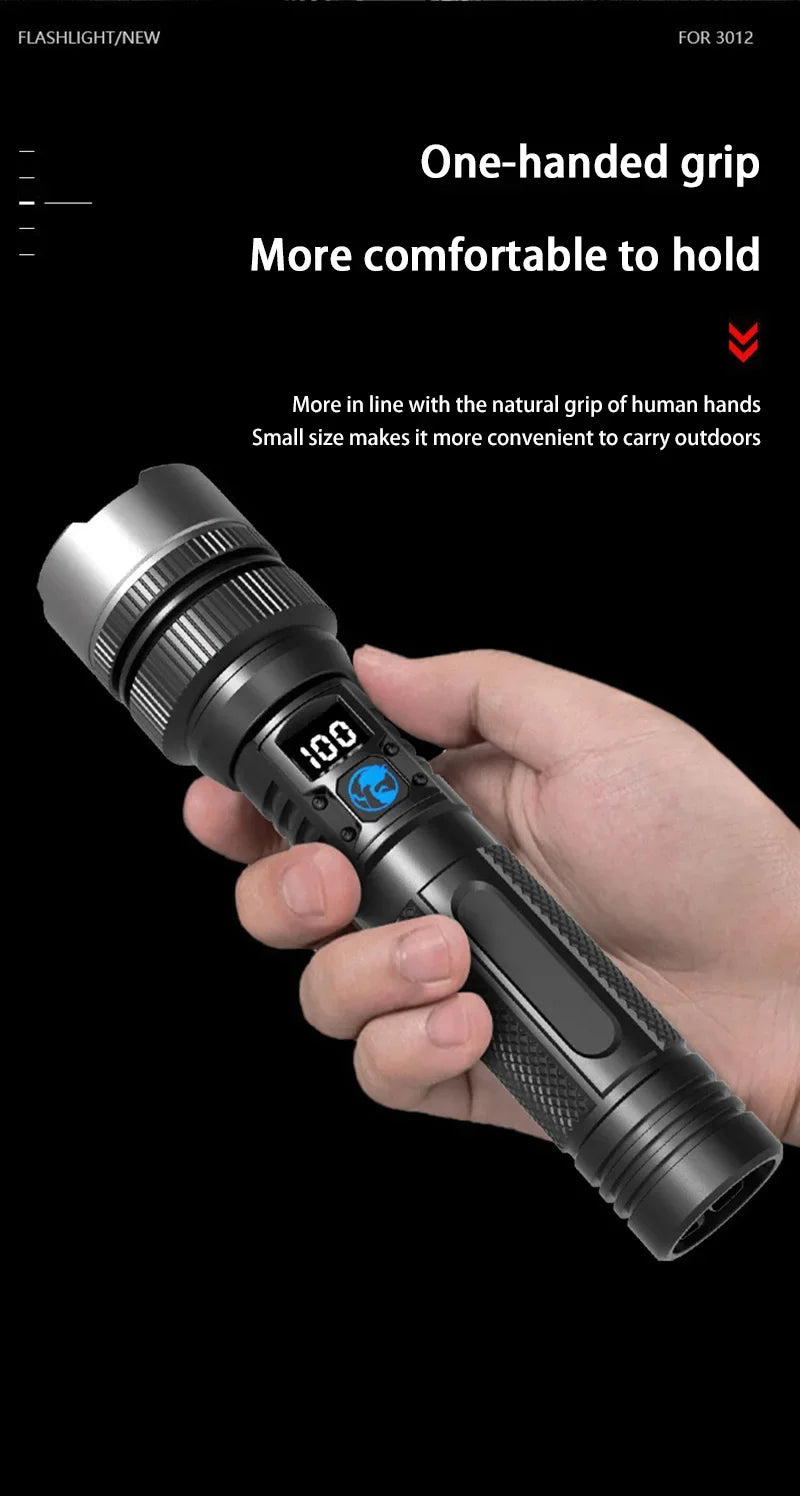 1000000LM Super Bright LED Flashlight Rechargeable USB-C Digital Display IPX8 Waterproof Long Lasting Camping Emergency