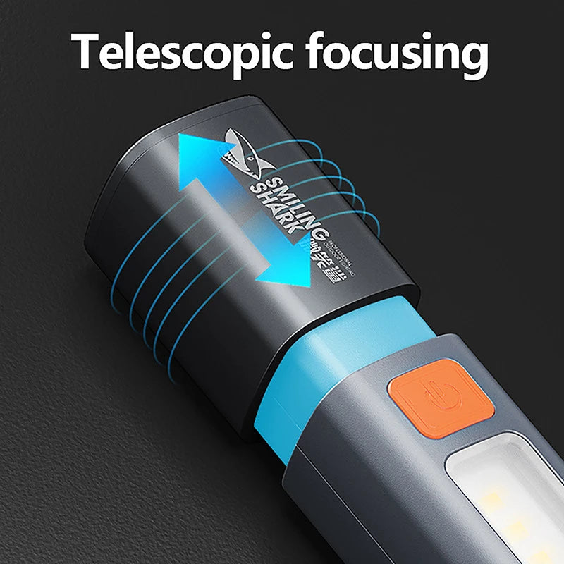 Camping Must-Have - Rechargeable LED Flashlight with Lantern Mode, Super Bright XPE, Built-in Hook for Hands-Free Use Anywhere