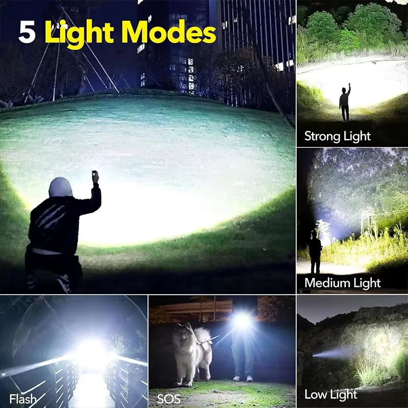 Flashlights High Lumens Rechargeable, Super Bright Flashlight, 5 Modes LED Flashlight, IPX6 Waterproof Powerful Flash Light