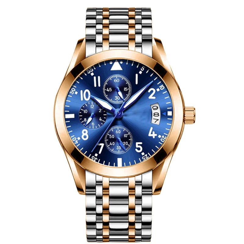 Luxury Men's Watch Waterproof Men Quartz Watches for Man Wristwatch Male Mechanical Luminous Alloy Strap Date Automatic Clock