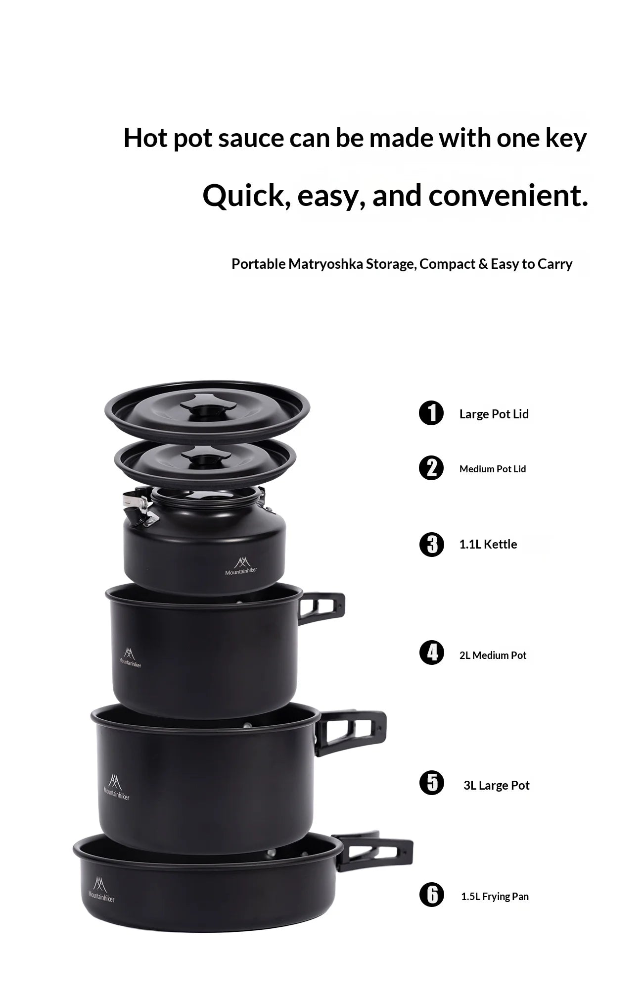 All-in-one camping cooking kit | Portable cookware suitable for backpacking trips, perfect for family camping trips.