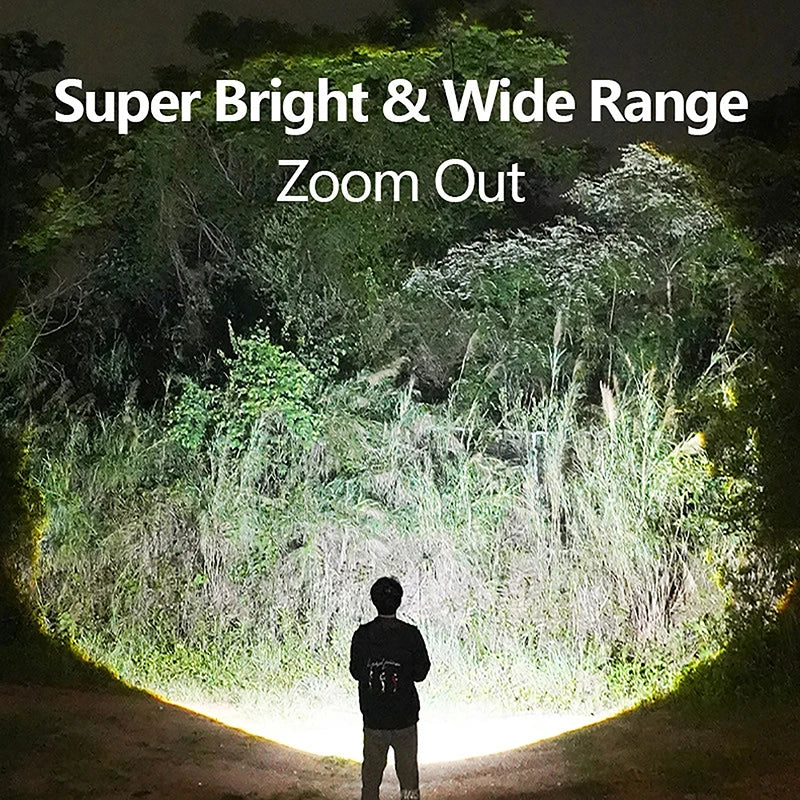 Camping Must-Have - Rechargeable LED Flashlight with Lantern Mode, Super Bright XPE, Built-in Hook for Hands-Free Use Anywhere
