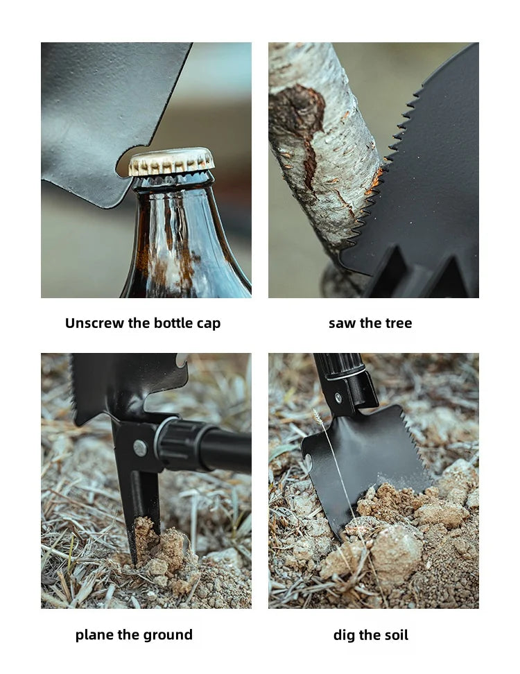 Multi-Function Foldable Camping Shovel Telescopic Survival Gear for Hiking Gardening Snow Removal and Outdoor Adventure