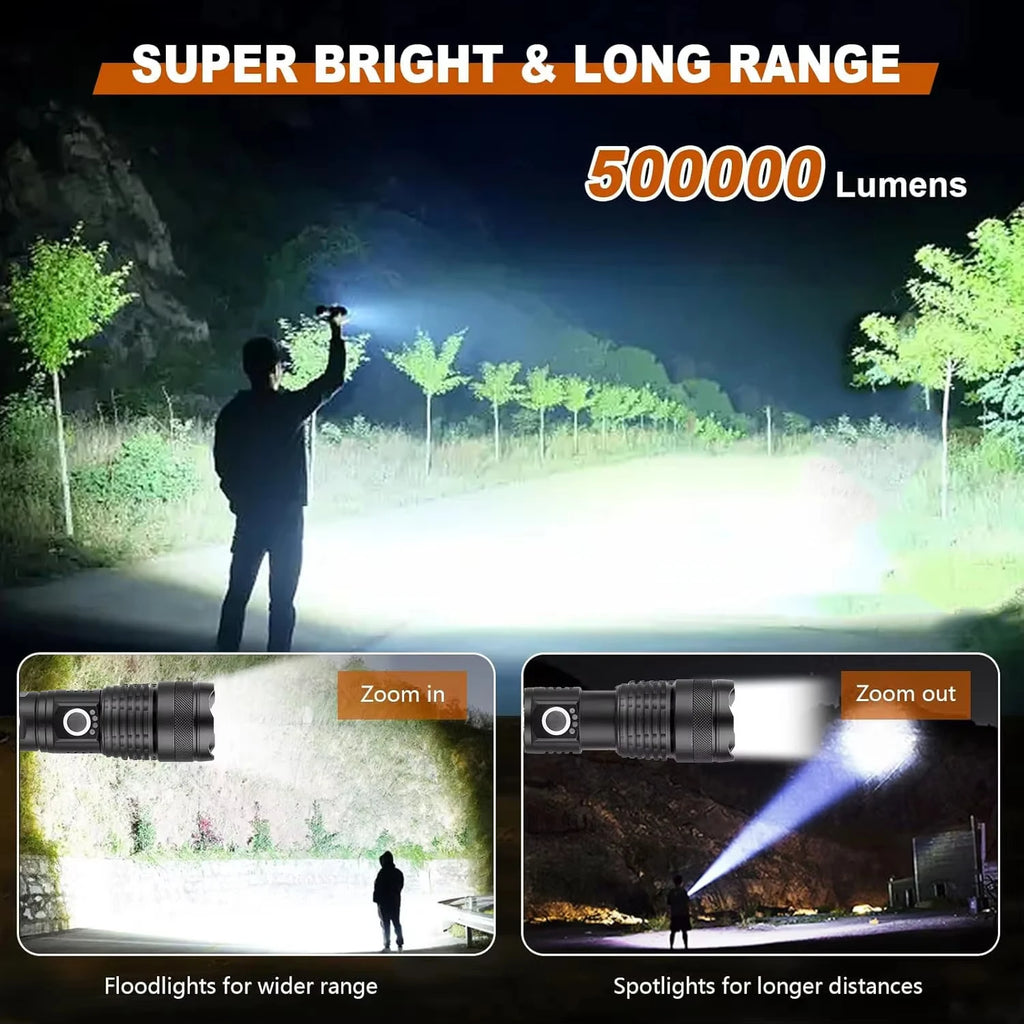 Flashlights High Lumens Rechargeable, Super Bright Flashlight, 5 Modes LED Flashlight, IPX6 Waterproof Powerful Flash Light