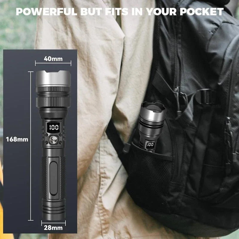 1000000LM Super Bright LED Flashlight Rechargeable USB-C Digital Display IPX8 Waterproof Long Lasting Camping Emergency