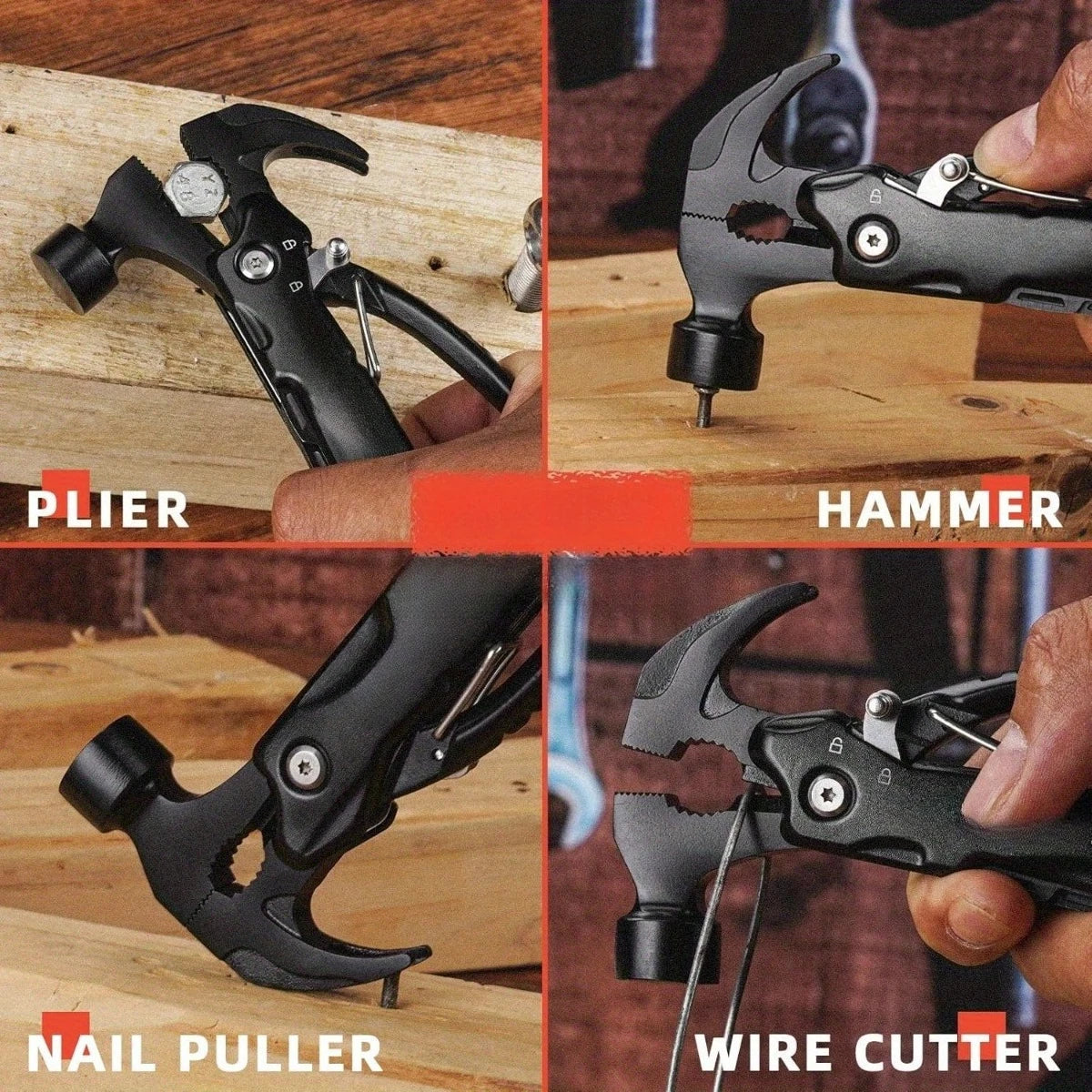 Outdoor Survival Gear Tool for Camping Hunting Hiking Accessories Car Emergency Escape Tool 12 IN 1 Multitool Hammer