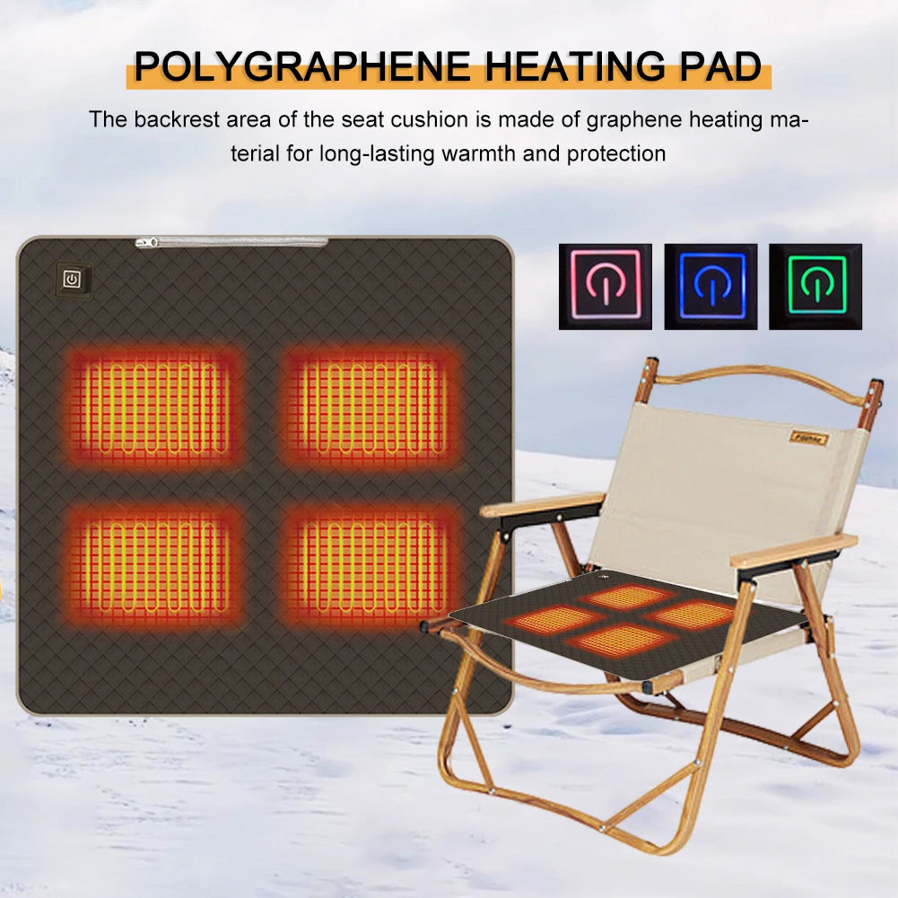 Winter Camping Gear- Sleeping Electric Heating Pads 3 Temp Adjustament Heating Cushion Pad Cold Resistant for Outdoor Sports Mat