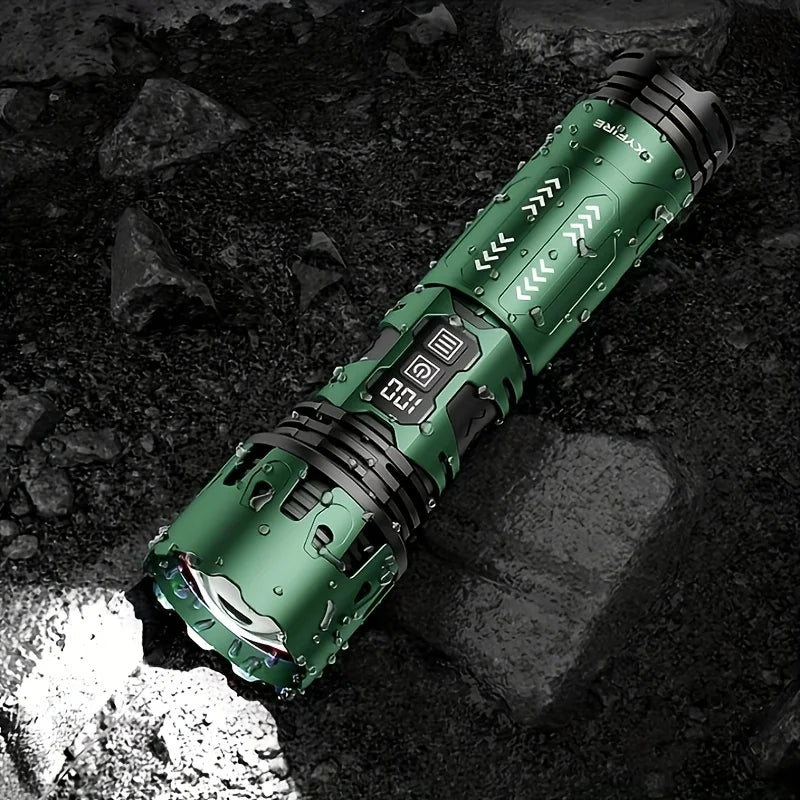 LED High-brightness Display Flashlight High-lumen Ultra-bright Rechargeable Flashlight for Camping Outdoor Activities Farm Night