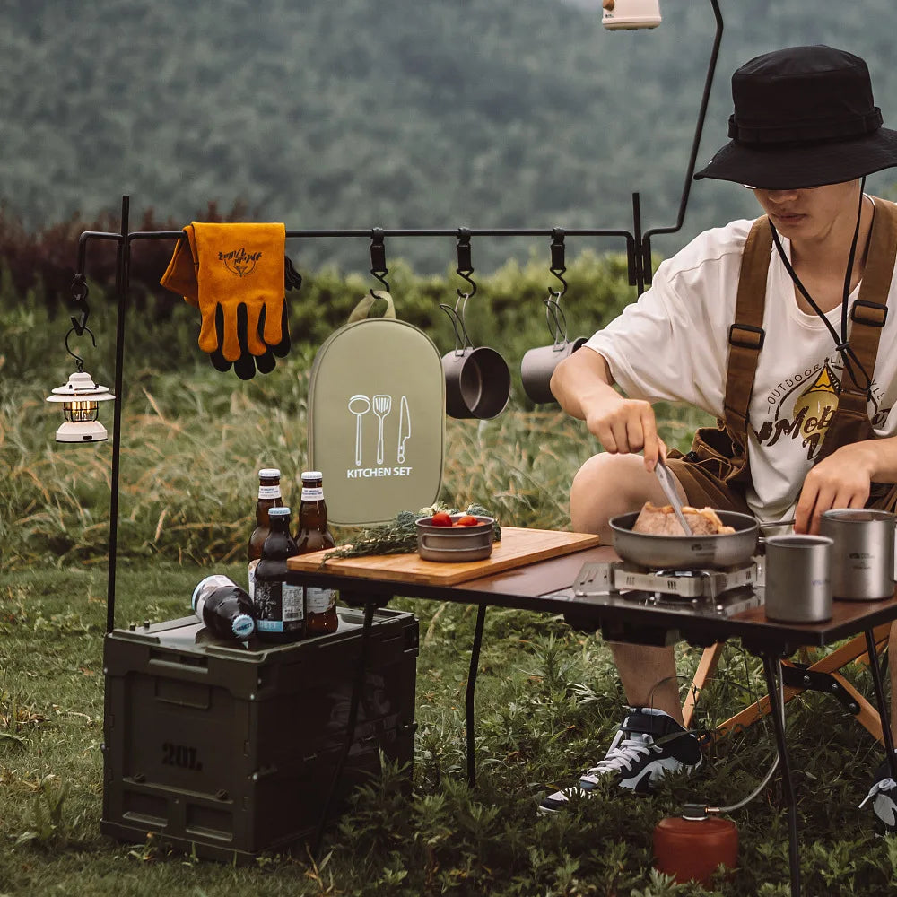 Portable Camping Cookware Organizer – Outdoor Kitchen  Storage – Durable & Lightweight – Perfect for Picnic Hiking BBQ Gear