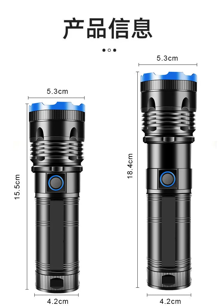 Strong light flashlight LED white laser super bright outdoor long-range variable focus rechargeable flashligh