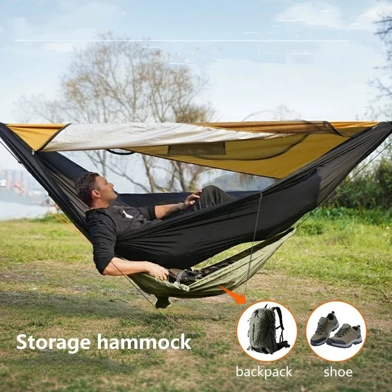 Outdoor Storage Hammock Portable Camping Gear Organizer Easy Setup for Hiking Traveling