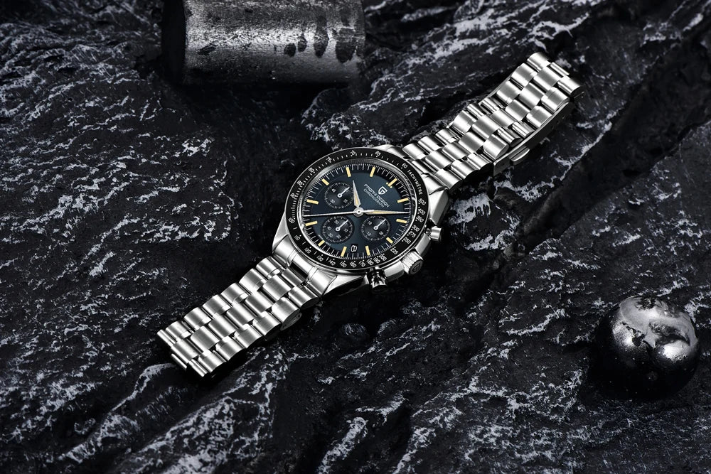 PAGANI DESIGN 2026 New Moon Watch Retro Quartz Watches For Men Stainless steel Luminous waterproof Luxury Sport Chronograph Man