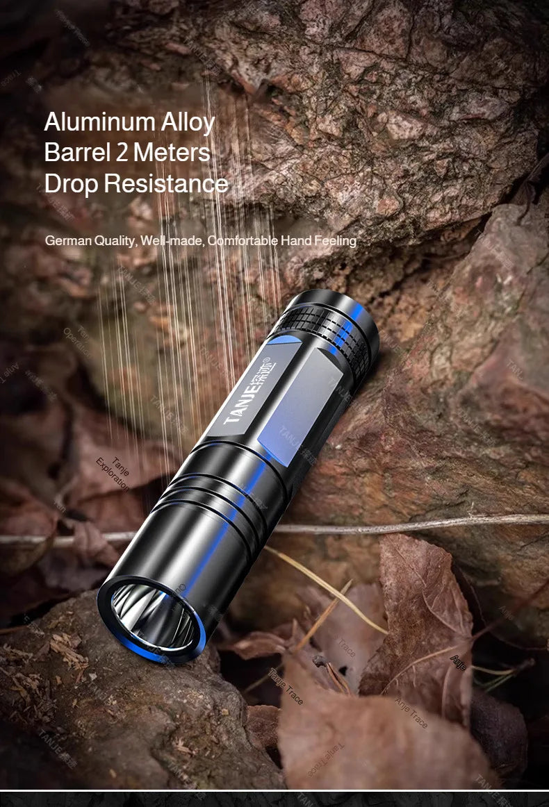 Outdoor Flashlight Small Mini Lighting Strong Light Portable Super Bright Rechargeable Hand Lamp for Hiking/Camping/Emergency