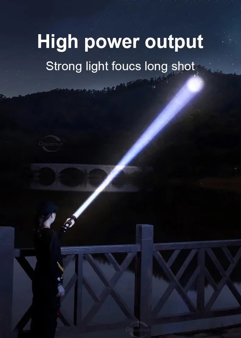 2000000LM Ultra-High Power Flashlight Digital Electronic Display Waterproof Torch Zoom Hand Light Outdoor Camping Lantern ﻿