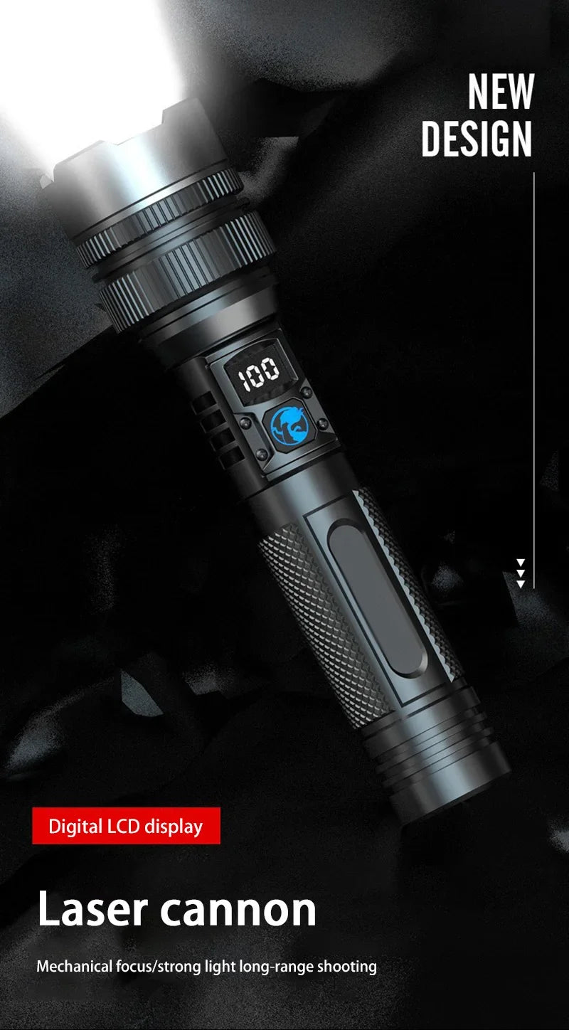 1000000LM Super Bright LED Flashlight Rechargeable USB-C Digital Display IPX8 Waterproof Long Lasting Camping Emergency