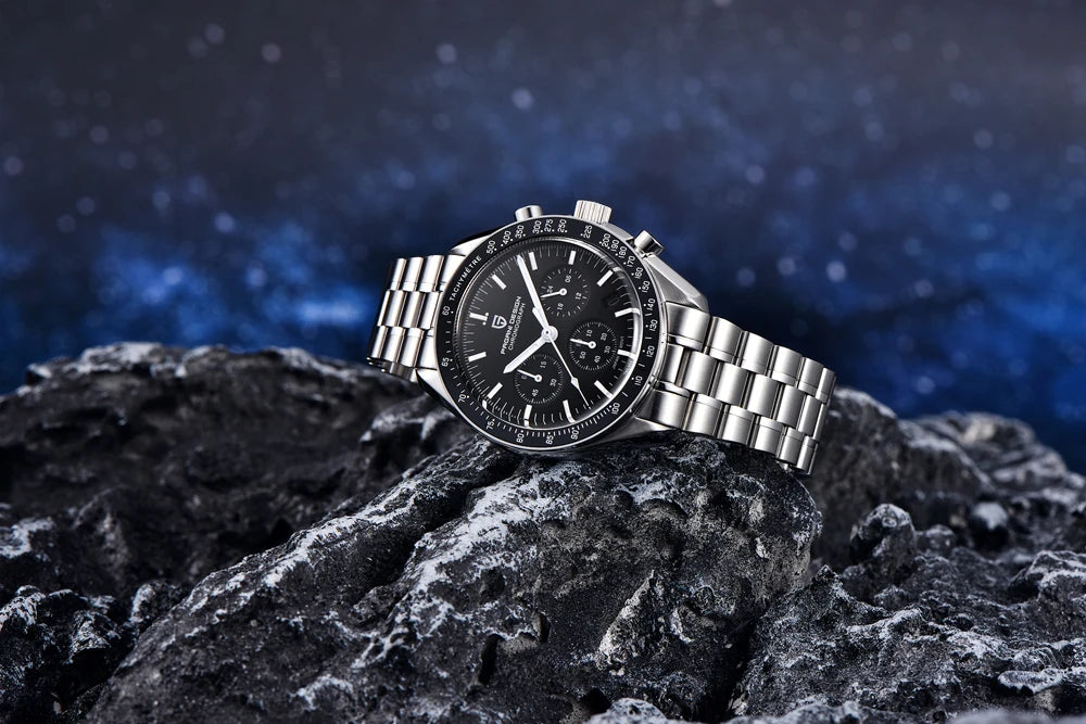 PAGANI DESIGN 2026 New Moon Watch Retro Quartz Watches For Men Stainless steel Luminous waterproof Luxury Sport Chronograph Man