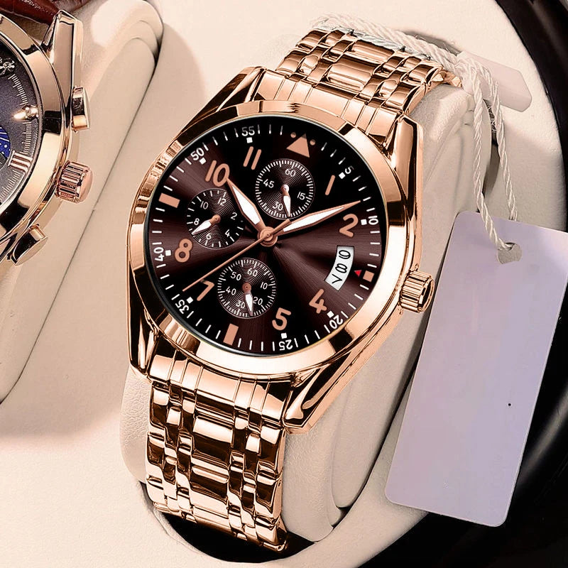 Luxury Men's Watch Waterproof Men Quartz Watches for Man Wristwatch Male Mechanical Luminous Alloy Strap Date Automatic Clock