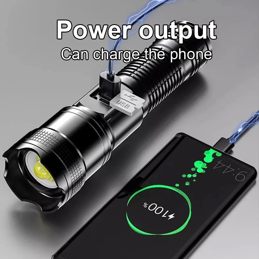 2000000LM Ultra-High Power Flashlight Digital Electronic Display Waterproof Torch Zoom Hand Light Outdoor Camping Lantern ﻿