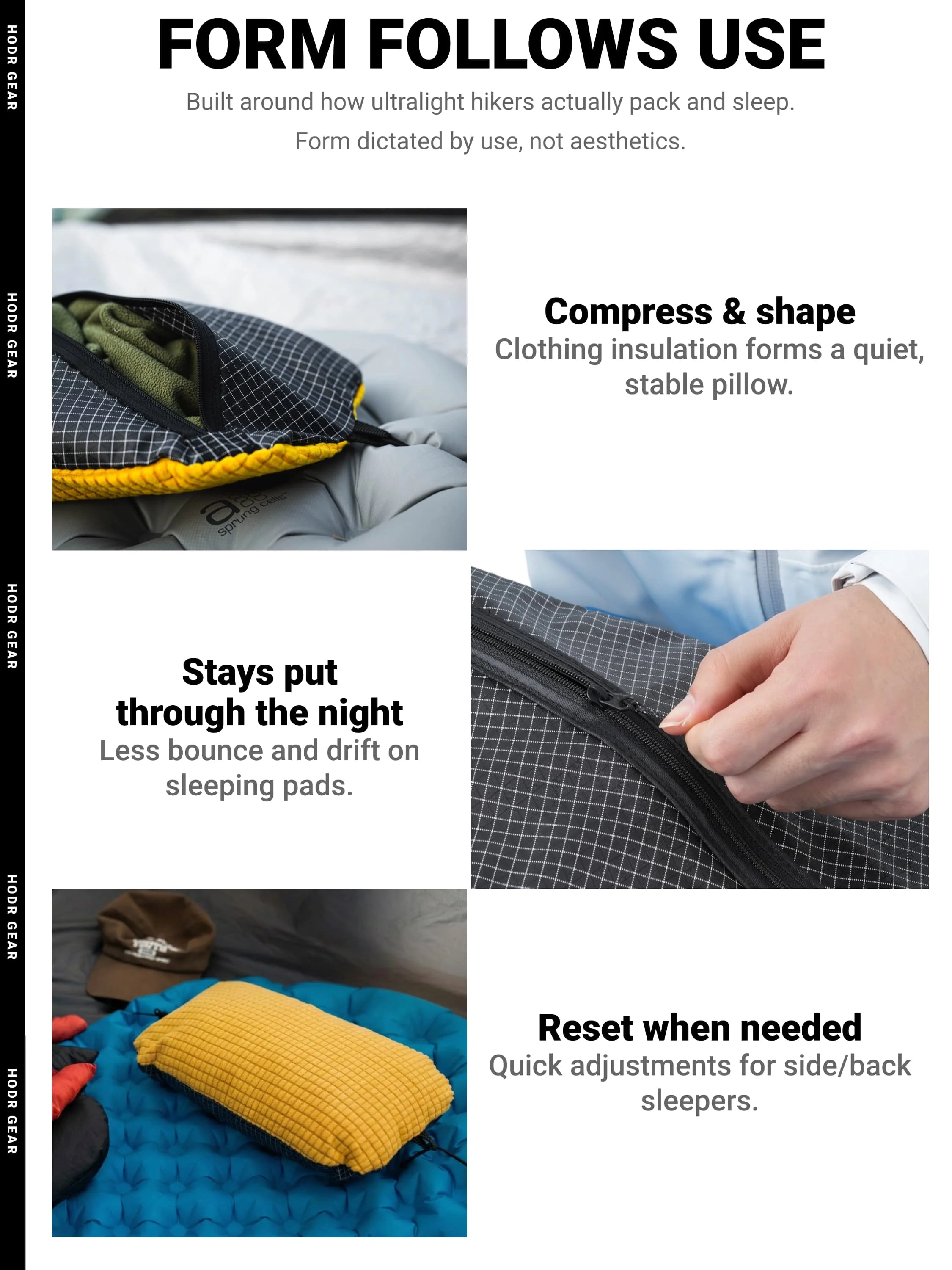 [HODR GEAR] Stuff Sack & Pillow 2-in-1 UHMWPE Multifunctional Outdoor Headrest 53g Ultralight Hikers Camping