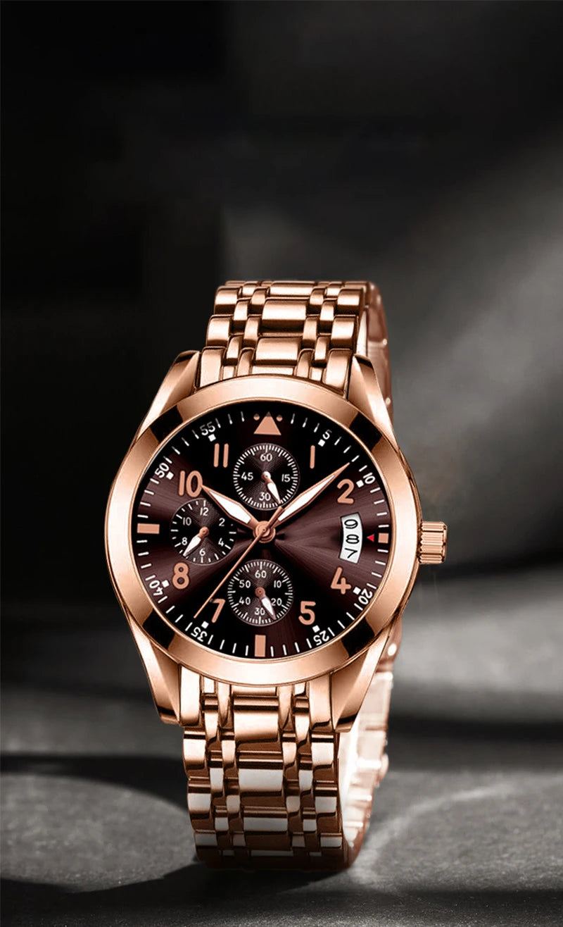Luxury Men's Watch Waterproof Men Quartz Watches for Man Wristwatch Male Mechanical Luminous Alloy Strap Date Automatic Clock