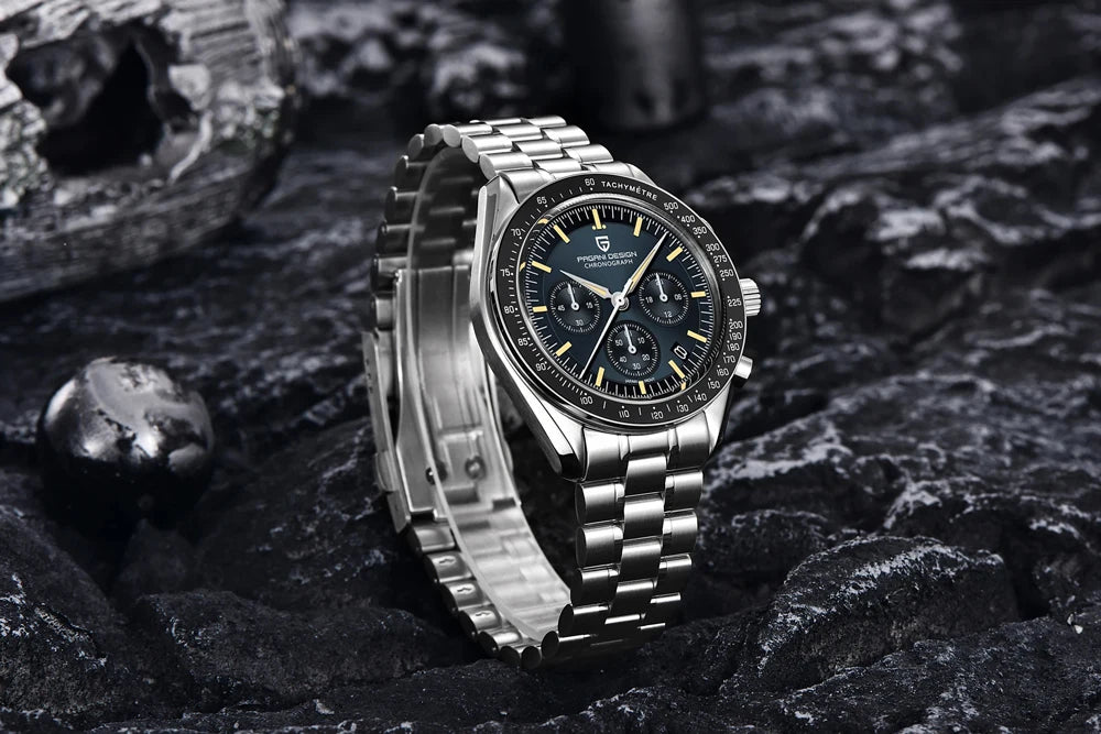 PAGANI DESIGN 2026 New Moon Watch Retro Quartz Watches For Men Stainless steel Luminous waterproof Luxury Sport Chronograph Man