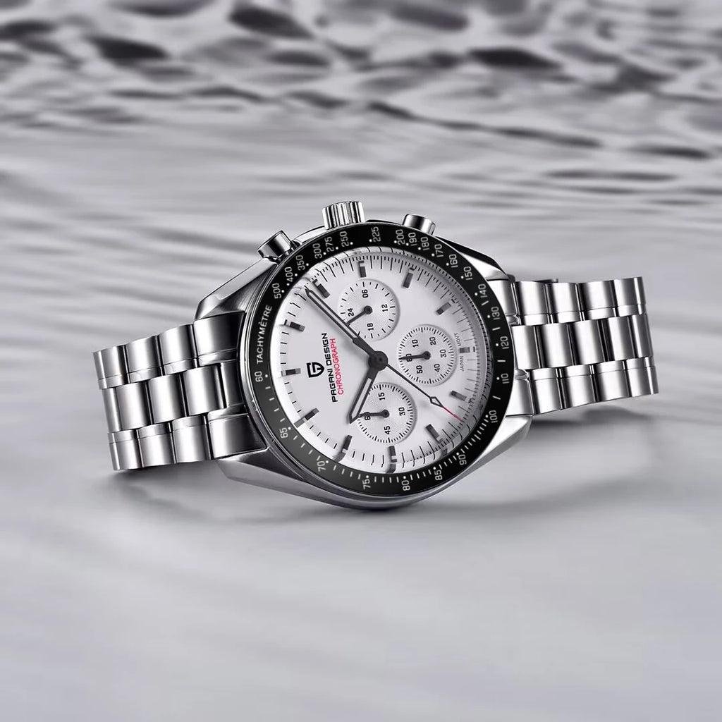 PAGANI DESIGN 2026 New Moon Watch Retro Quartz Watches For Men Stainless steel Luminous waterproof Luxury Sport Chronograph Man