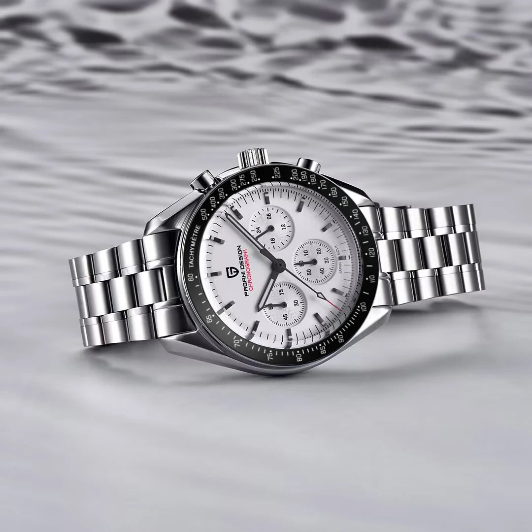 PAGANI DESIGN 2026 New Moon Watch Retro Quartz Watches For Men Stainless steel Luminous waterproof Luxury Sport Chronograph Man