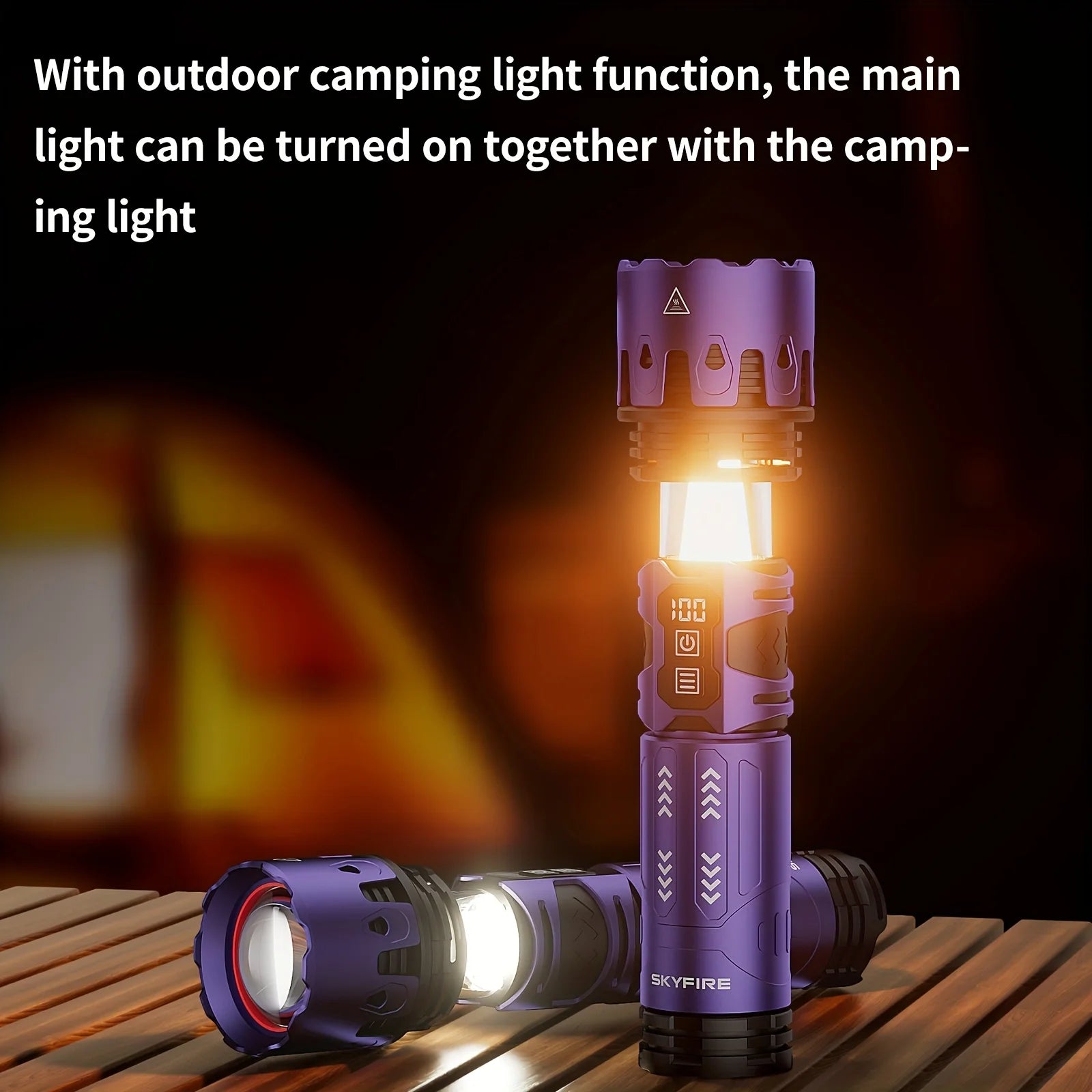 LED High-brightness Display Flashlight High-lumen Ultra-bright Rechargeable Flashlight for Camping Outdoor Activities Farm Night