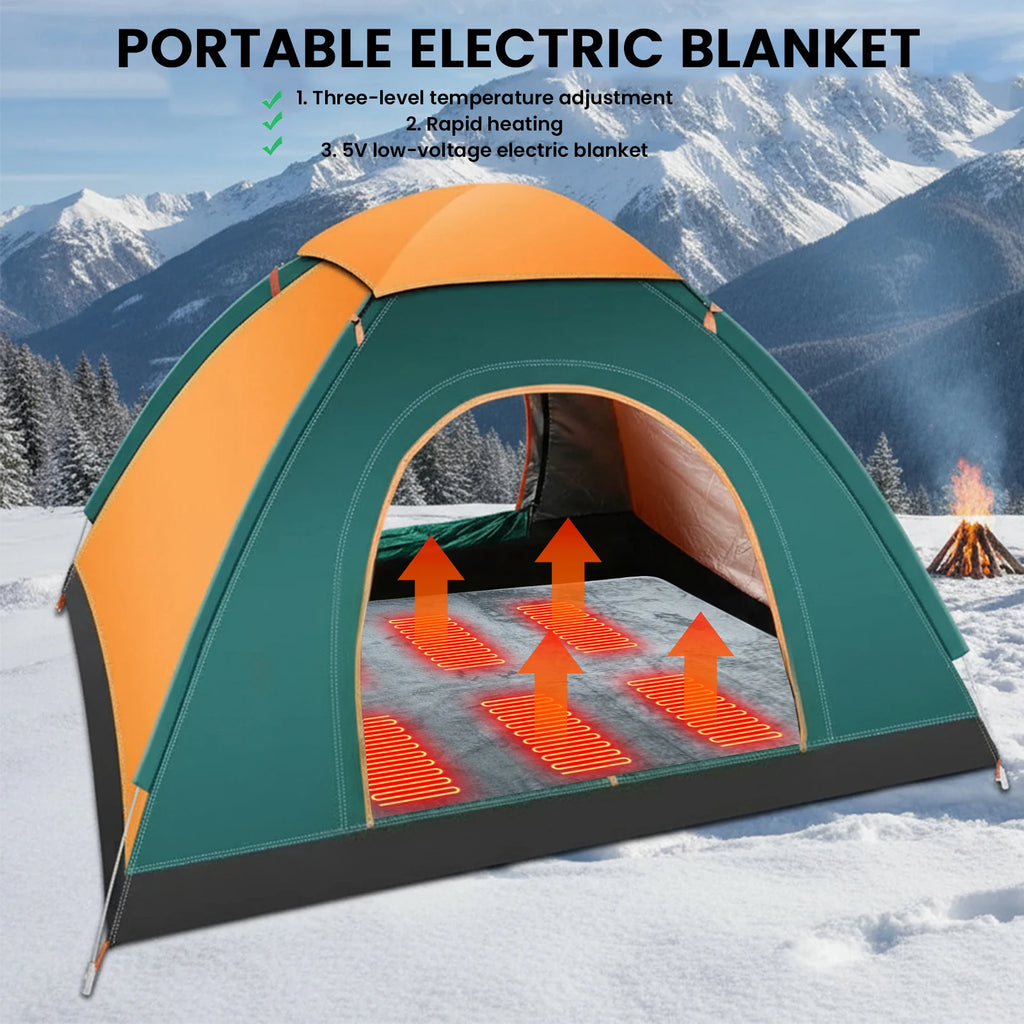 Winter Camping Gear- Sleeping Electric Heating Pads 3 Temp Adjustament Heating Cushion Pad Cold Resistant for Outdoor Sports Mat