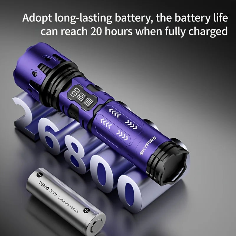 LED High-brightness Display Flashlight High-lumen Ultra-bright Rechargeable Flashlight for Camping Outdoor Activities Farm Night