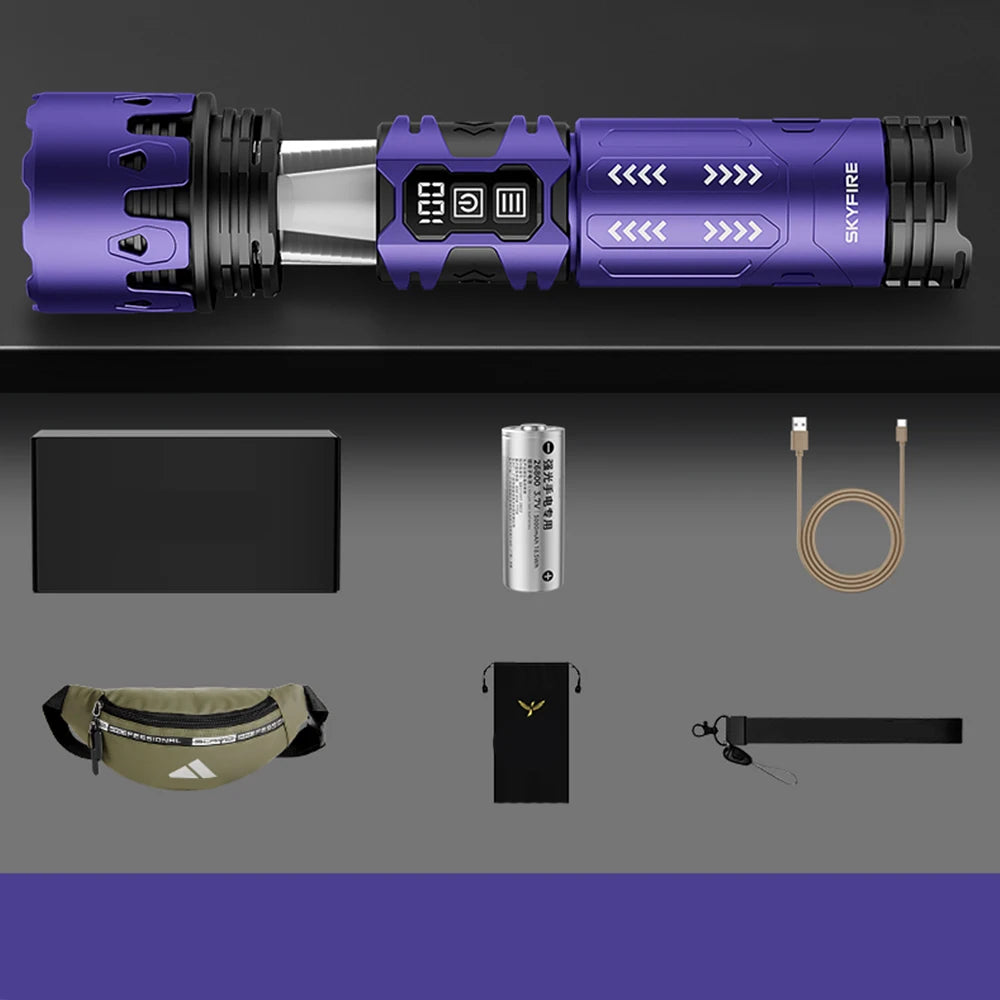 LED High-brightness Display Flashlight High-lumen Ultra-bright Rechargeable Flashlight for Camping Outdoor Activities Farm Night