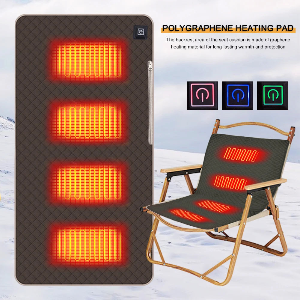 Winter Camping Gear- Sleeping Electric Heating Pads 3 Temp Adjustament Heating Cushion Pad Cold Resistant for Outdoor Sports Mat
