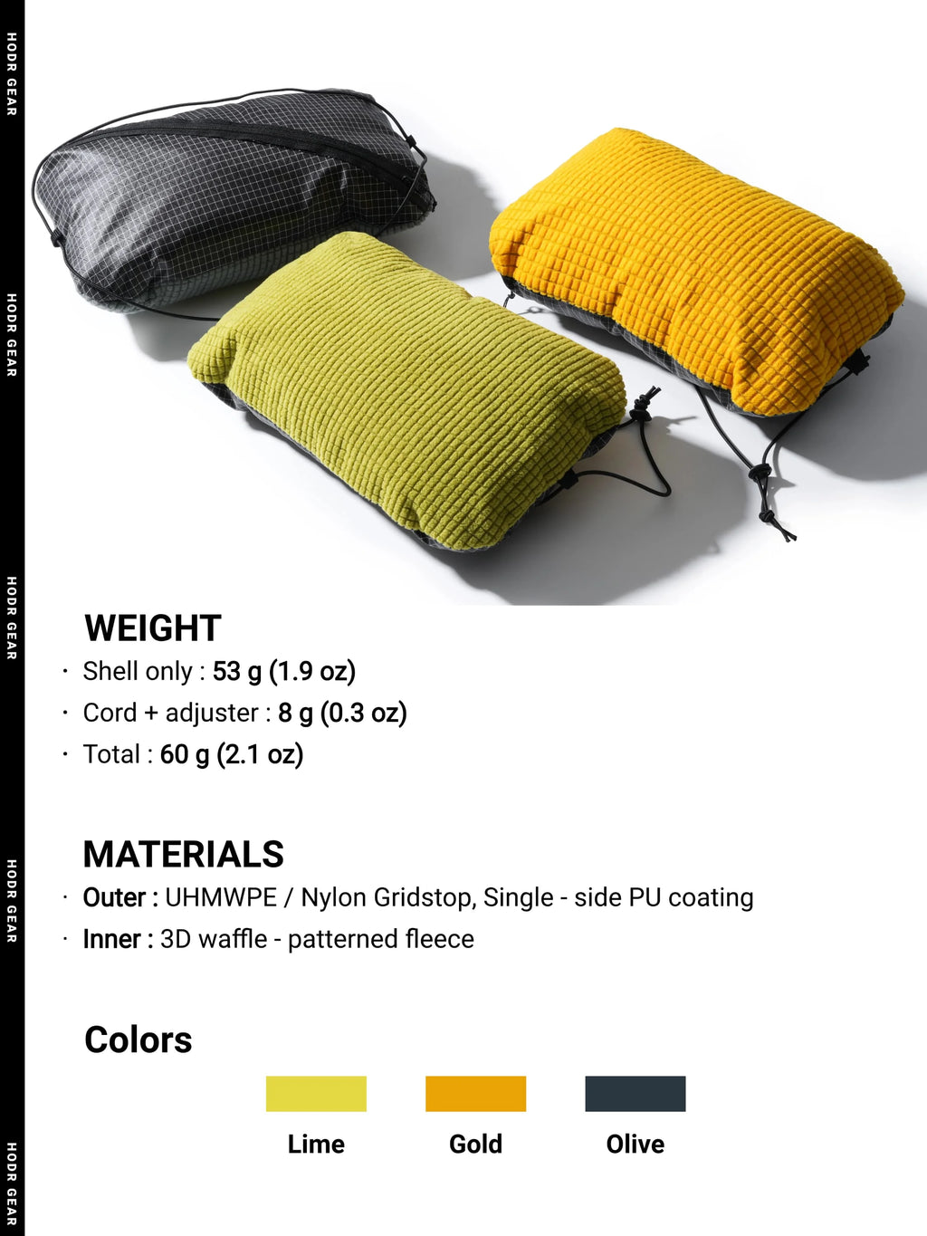 [HODR GEAR] Stuff Sack & Pillow 2-in-1 UHMWPE Multifunctional Outdoor Headrest 53g Ultralight Hikers Camping