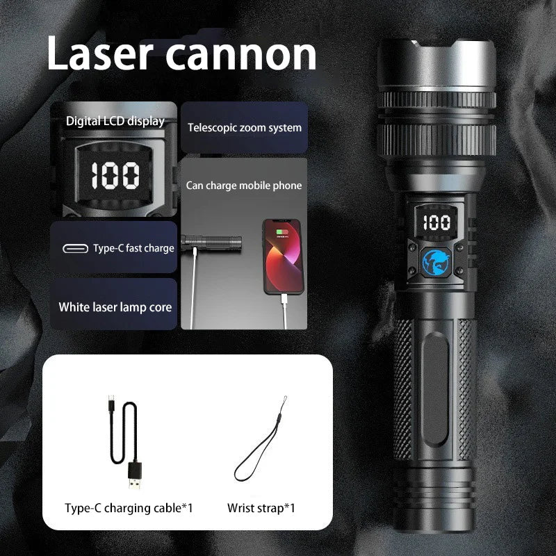 1000000LM Super Bright LED Flashlight Rechargeable USB-C Digital Display IPX8 Waterproof Long Lasting Camping Emergency