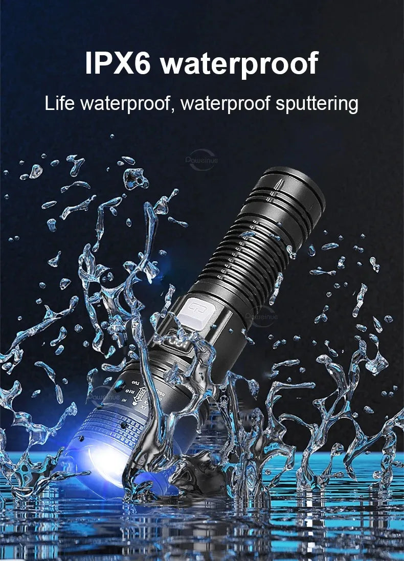 2000000LM Ultra-High Power Flashlight Digital Electronic Display Waterproof Torch Zoom Hand Light Outdoor Camping Lantern ﻿