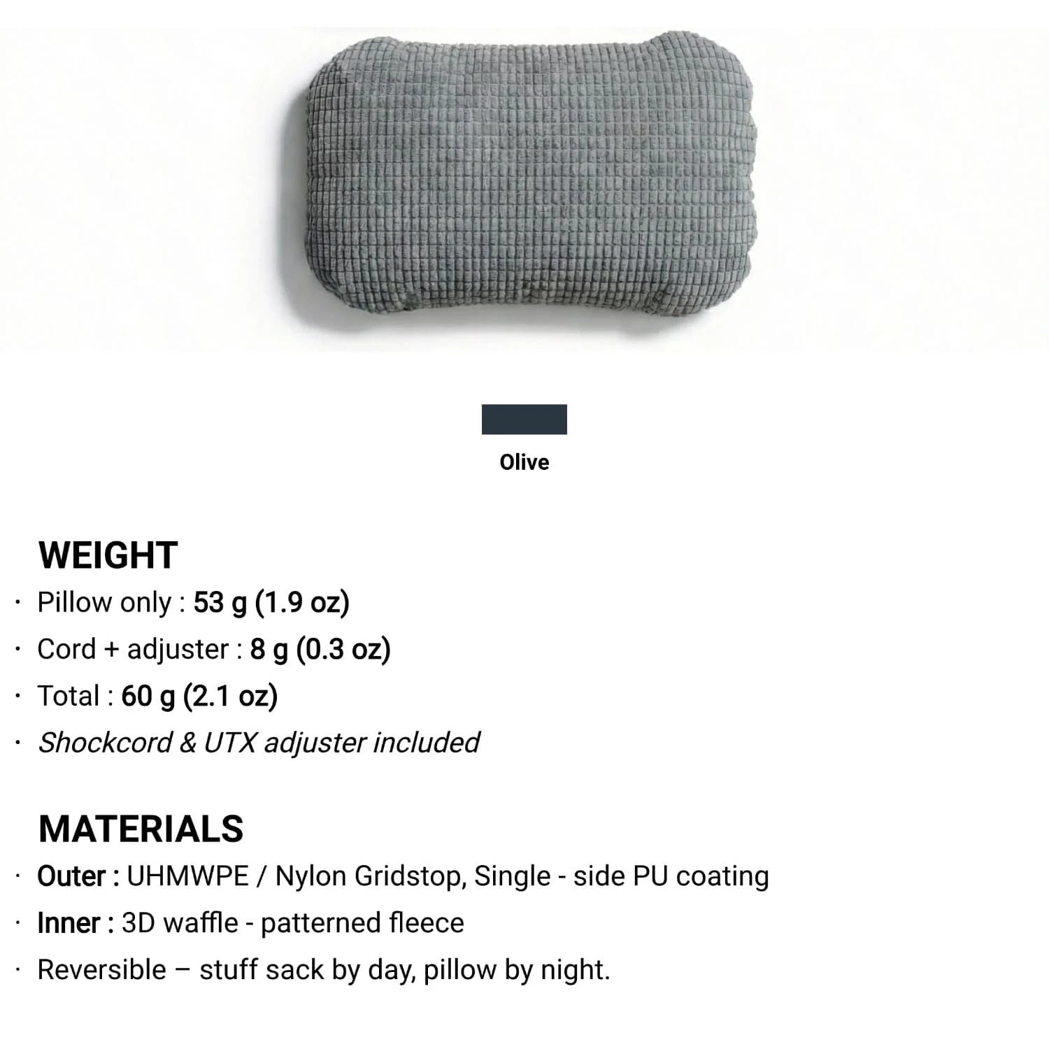 [HODR GEAR] Stuff Sack & Pillow 2-in-1 UHMWPE Multifunctional Outdoor Headrest 53g Ultralight Hikers Camping