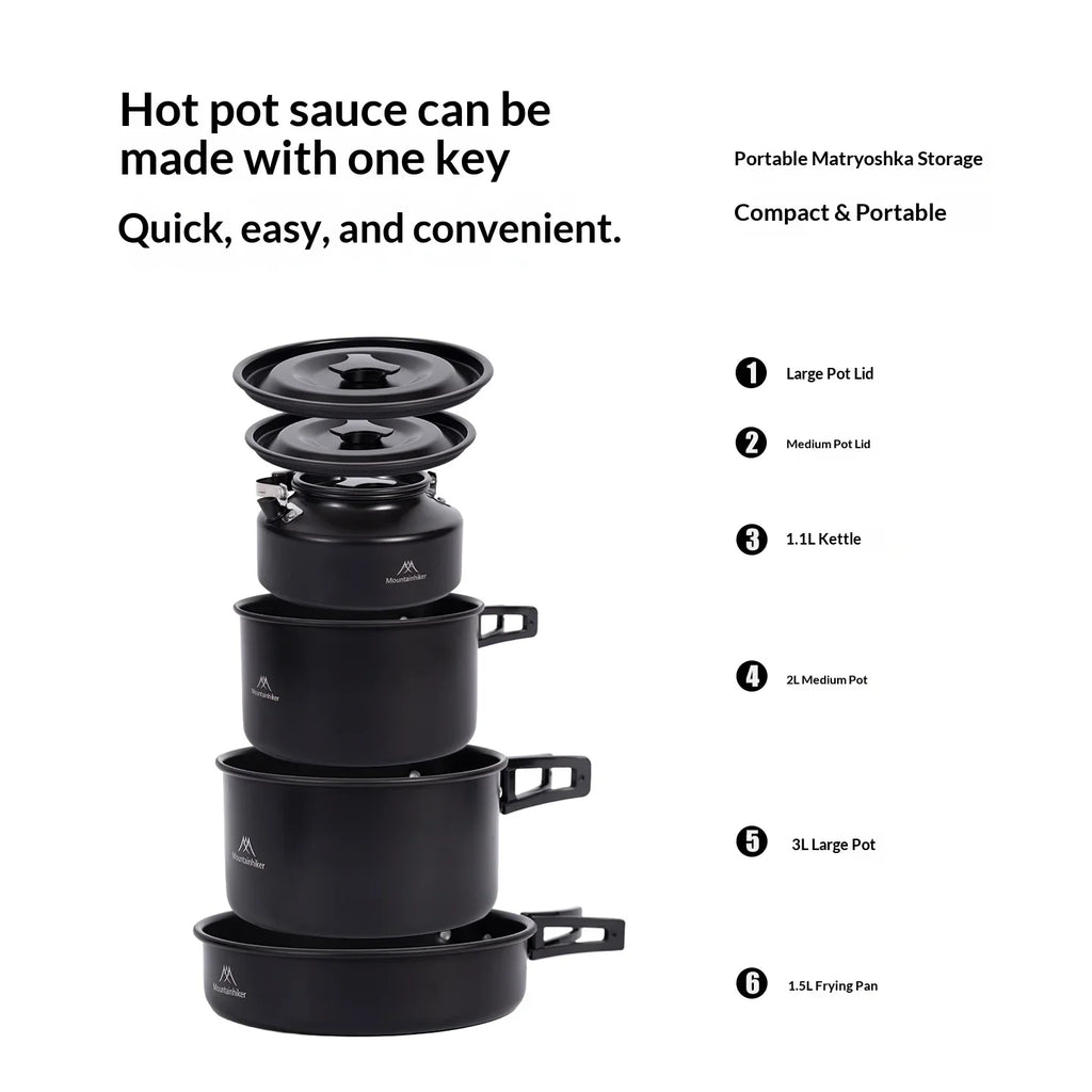 All-in-one camping cooking kit | Portable cookware suitable for backpacking trips, perfect for family camping trips.