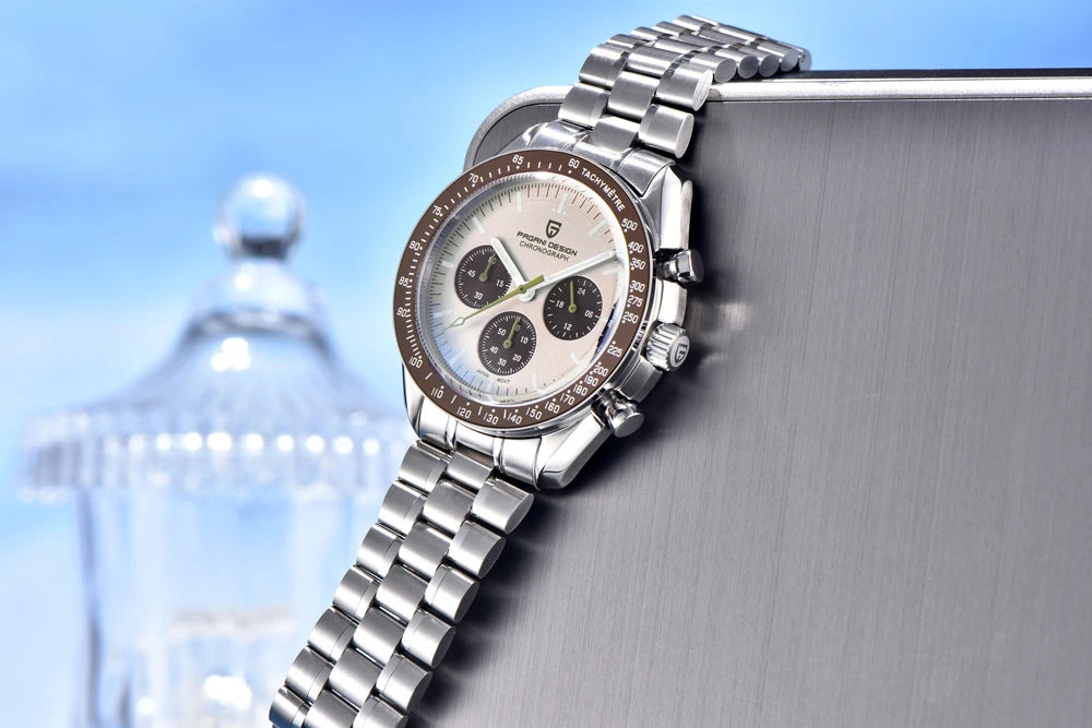 PAGANI DESIGN 2026 New Moon Watch Retro Quartz Watches For Men Stainless steel Luminous waterproof Luxury Sport Chronograph Man