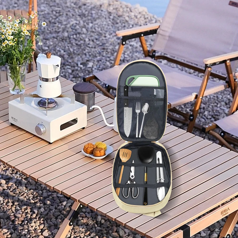 Portable Camping Cookware Organizer – Outdoor Kitchen  Storage – Durable & Lightweight – Perfect for Picnic Hiking BBQ Gear