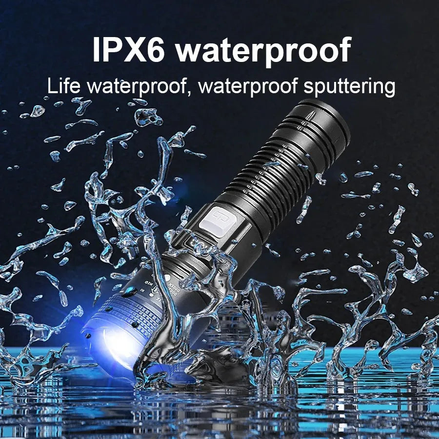 2000000LM Ultra-High Power Flashlight Digital Electronic Display Waterproof Torch Zoom Hand Light Outdoor Camping Lantern ﻿