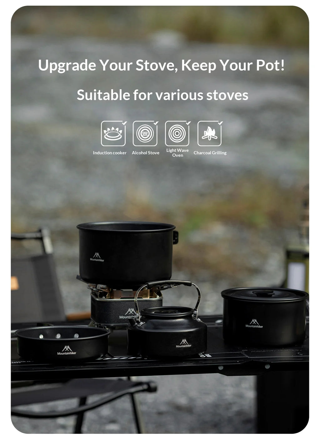 All-in-one camping cooking kit | Portable cookware suitable for backpacking trips, perfect for family camping trips.