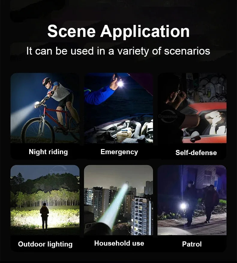 2000000LM Ultra-High Power Flashlight Digital Electronic Display Waterproof Torch Zoom Hand Light Outdoor Camping Lantern ﻿