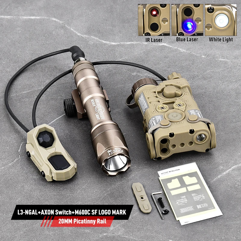 WADSN Tactical NGAL L3 Red Green Blue IR Laser Sight M300 M600 SF Surefir Flashlight AXON Dual Plug Switch Airsoft Hunting Gear