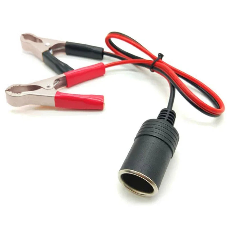12V High Power Pure Copper Car Battery Clip Adapter for Cigarette Lighter Socket Universal Automotive Use Random Connector Head