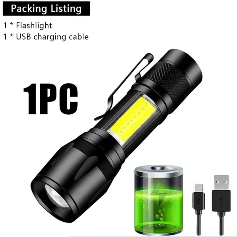 900000LM Powerful LED Flashlight Type-c Rechargeable Zoom Torch with Digital Display Handheld Flashlights for Camping Hiking
